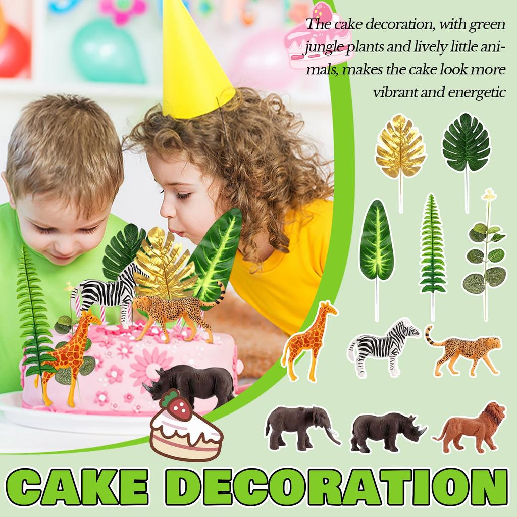 Birthday Party Decorations, Birthday Hats, Animal Patterned Cake Decorations (with Hats) Suitable For Birthday Parties, Parties