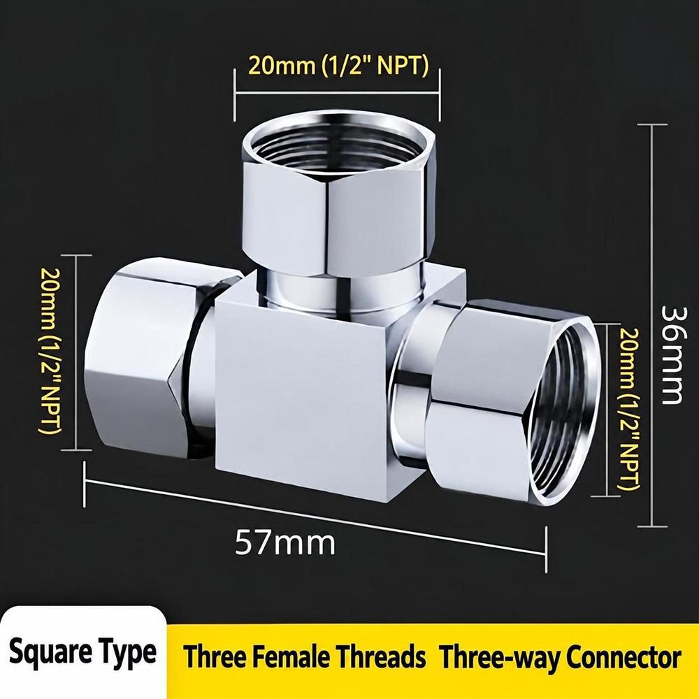 Swivel Nut T Pipe Fitting Square Shape Water Splitter New Three Way Valve Pipe Fitting Accessories