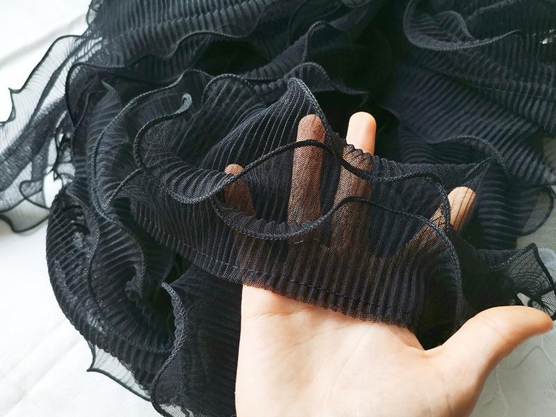 

Three-layer Mesh Lotus Leaf Folds Tulle Lace Fabric DIY Handmade Neckline Cuff Skirt Sexy Trim Dress Wedding Accessories 1 yard
