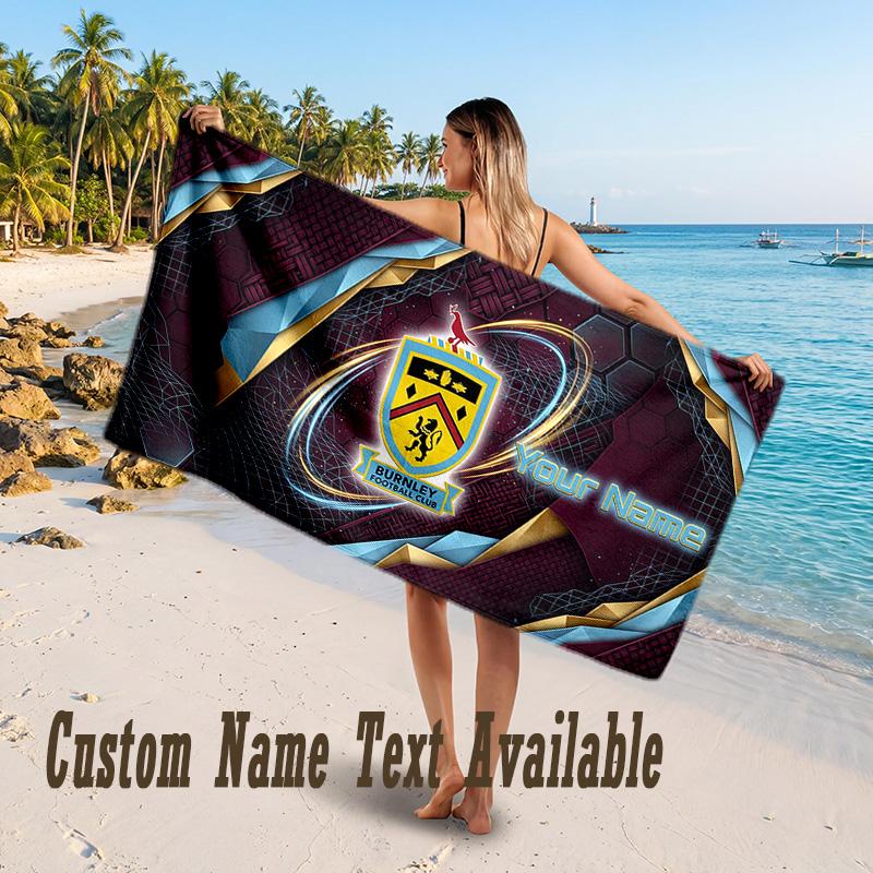 Burnley Football Design Beach Towel Custom Text Large Towel for Beach Vacation