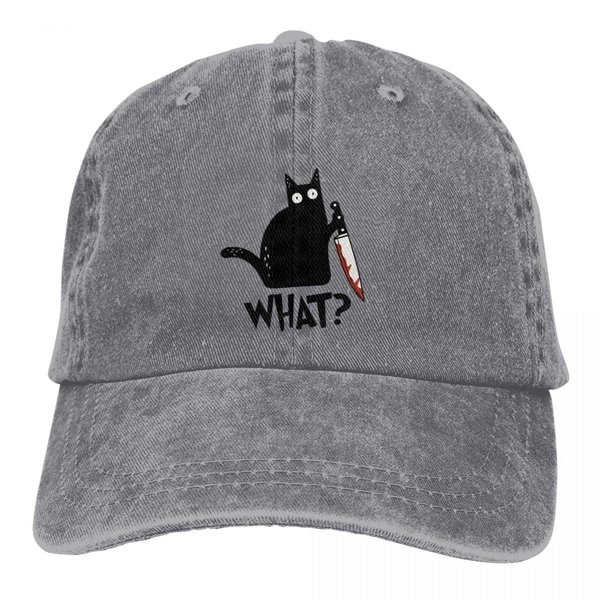 Cat What Murderous Black Cat With Knife Baseball Cap Men Hats Women Visor Protection Snapback Art Caps One Size