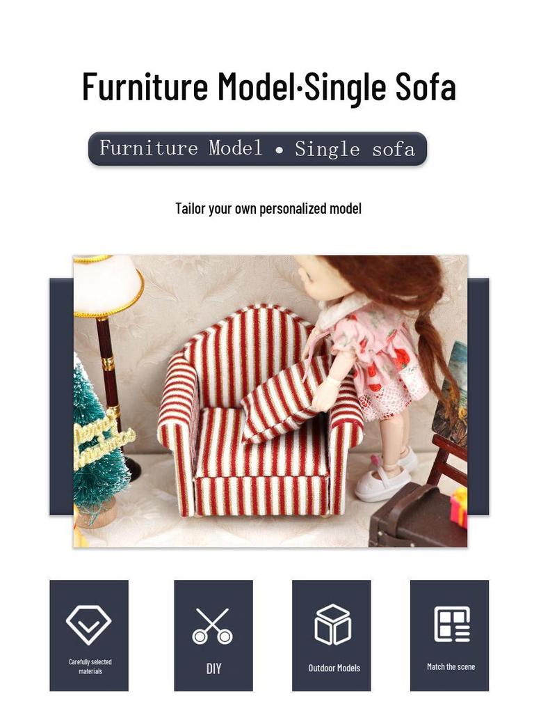 1:12 Mini Dollhouse Furniture - Single Sofa for Miniature Scene and OB11 Doll