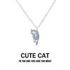 Hot-selling Creative and Fashionable Lazy Cartoon Cat Pendant Necklace Printed Tabby Cat Colorful Kitten Pendant Necklace