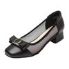 Mesh single shoes soft sole spring and summer shoes medium heel thick heel leather shoes temperament sandals