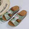 Women Slippers Embroider Flowers Leather Woman Sandals Summer Fashion Light Casual Wedges Slip On  Shoes for Women