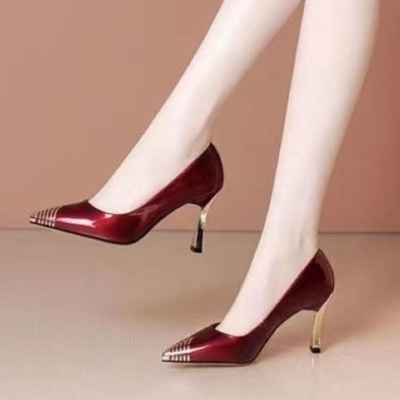 

New in Red Special Head Spiral Pattern Fashion Women s Shoes Pointed Fine Heel Wedding High Heels Banquet Nightclub with Shoes 34 вино красного