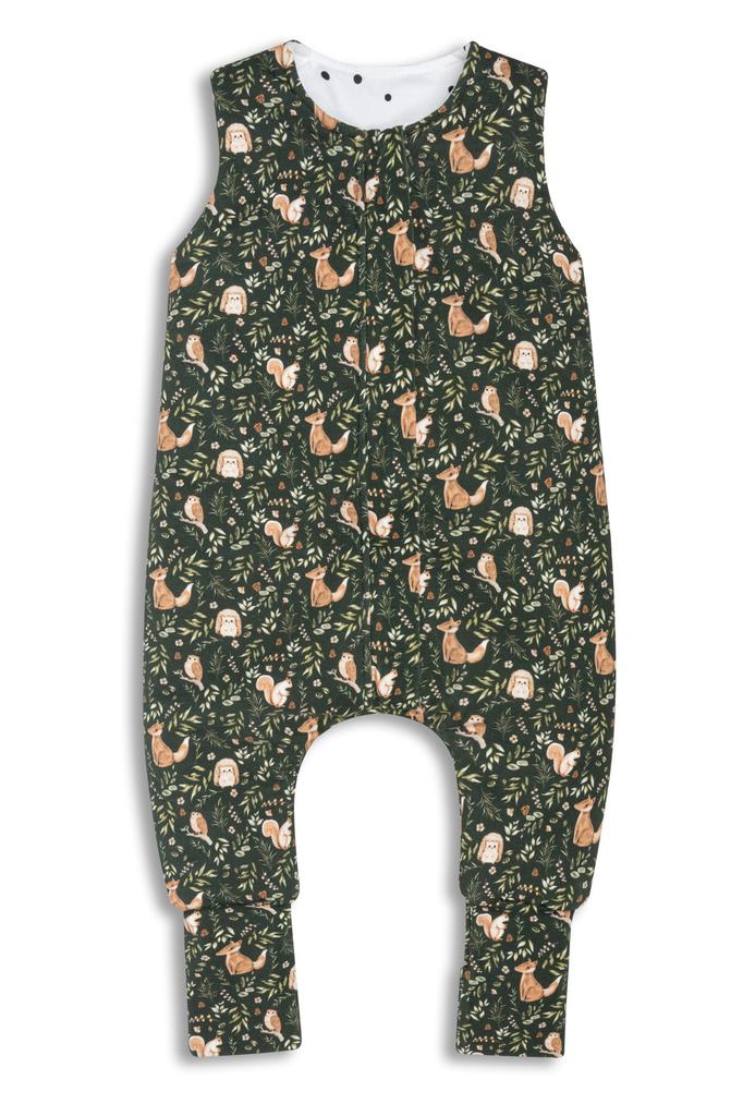 Doppelseitiger Schlafsack mit Beinen XS (6-12 Monate) Grüner Wald