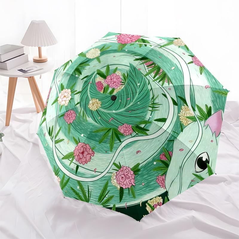 1pc snake floral Automatic Folding Umbrella, Heavy Duty 8 Rib Iron Frame, Suitable for Travel, Daily Use, Birthday, Decor Gift 19