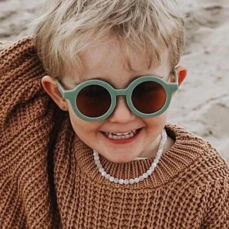 New Vintage Kids Sunglasses Frosted Round UV400 Protection Baby Girls Acrylic Fashion Glasses Outdoor Sun Safe