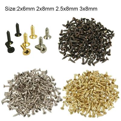 100 Pcs Bronze/Golden/Silver Self Tapping Wood Screw Assortment Kit Flat Head Thread Nail Screw Fastener Wood Furniture Screws