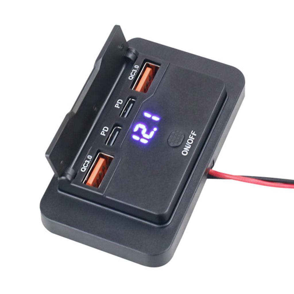 12V/24V Car Charges Double  PD3.0 & QC3.0 USB Ports with Power Switch Quick Charge Socket Upgrades for Boats Motorcycles