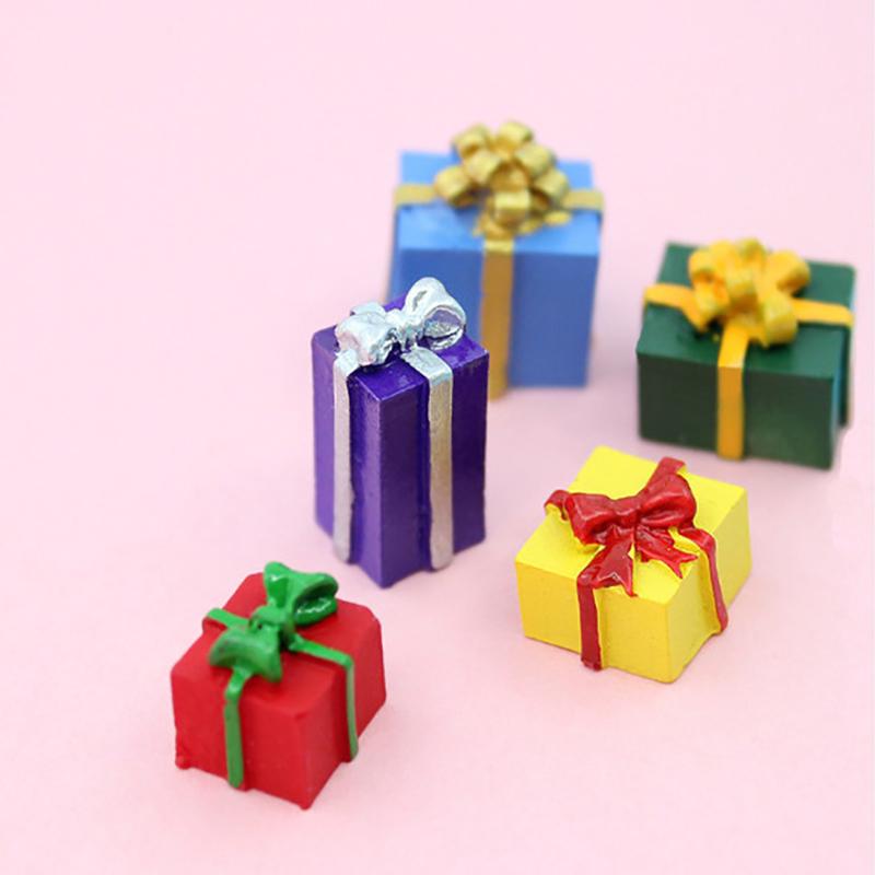 5PCS 1/12 Scale Miniature Dollhouse Christmas Gift Box Decoration Accessories