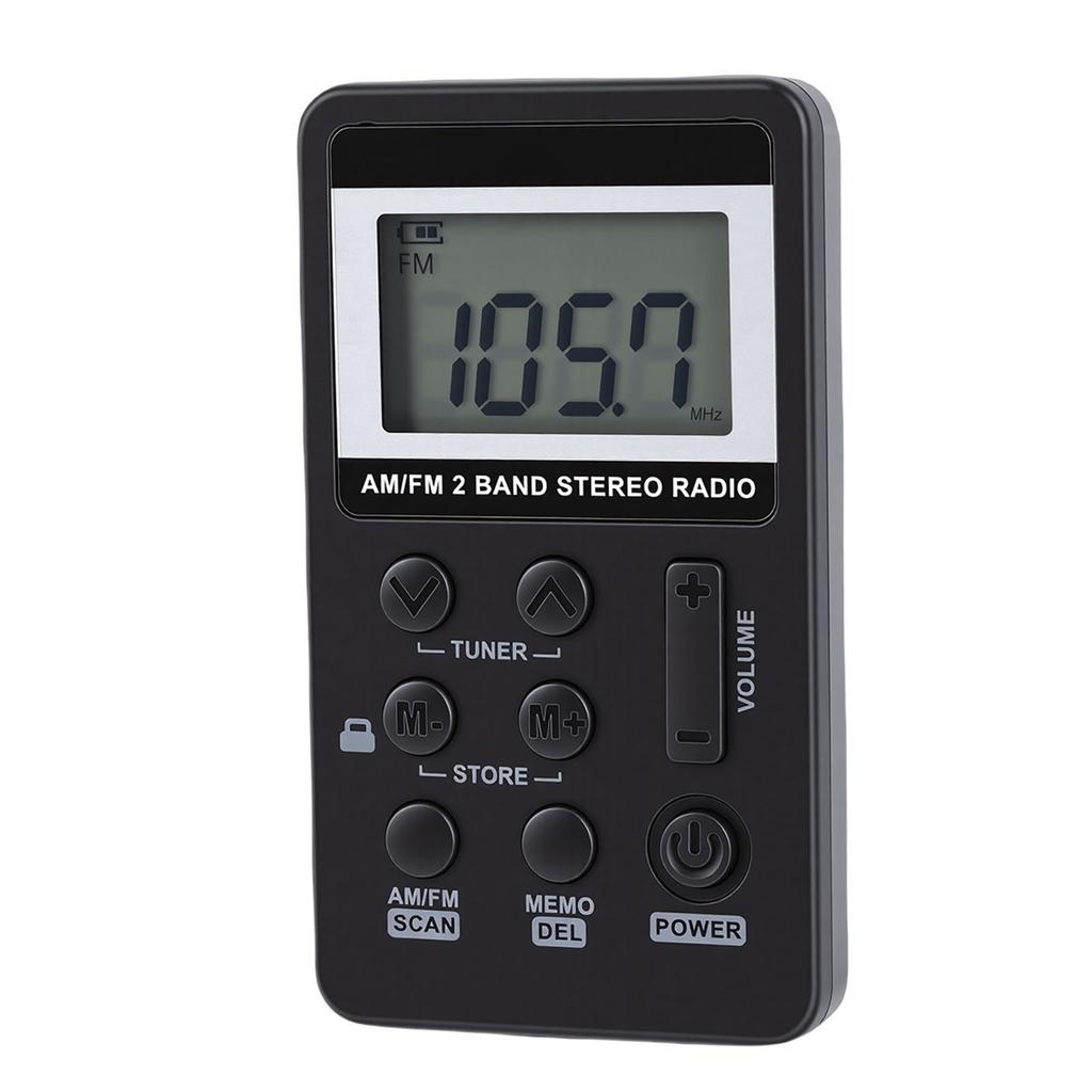 Personal AM FM Pocket Radio Portable Digital Tuning Radio with 500mAh Rechargeable Battery Earphone Lock Screen for