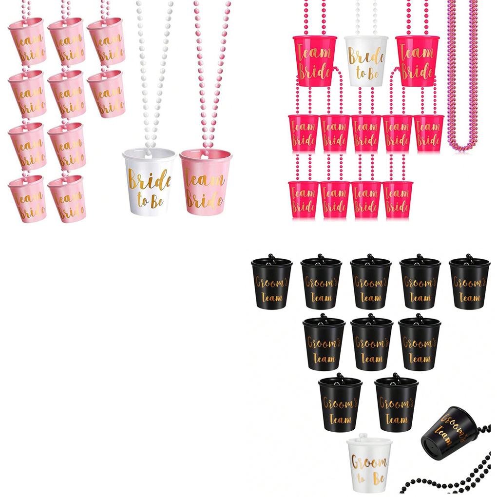 12pcs ABS Gold Foil Shot Glass Necklaces For Bachelorettes Party Decorations Bachelor Party Favors