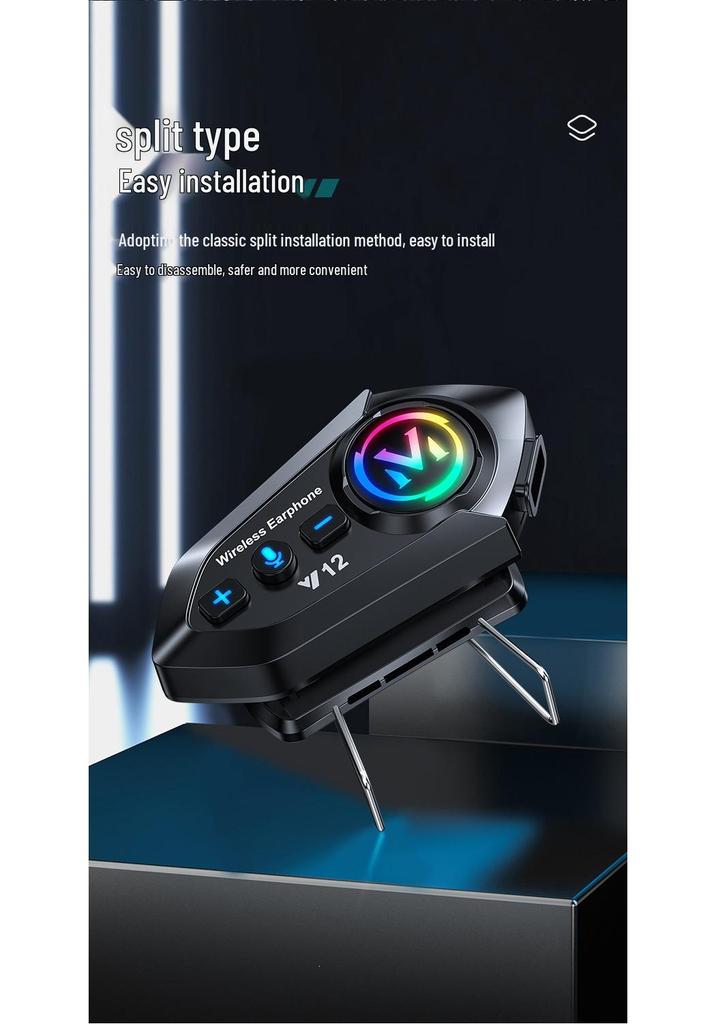 Auriculares Bluetooth para Casco de Motocicleta Y12 con Cancelación de Ruido, Larga Duración de Batería, para Cascos Integrales y Semi-Integrales.
