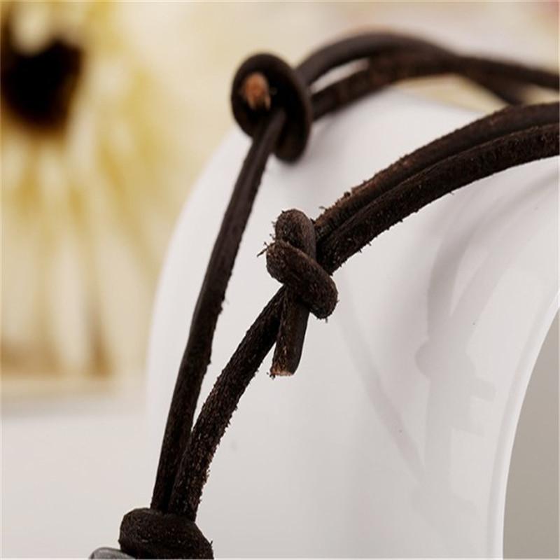 Colier cu pandantiv din piele uzat Colier din piele de vacă de plajă pentru bărbați Colier de bijuterii vintage din aliaj