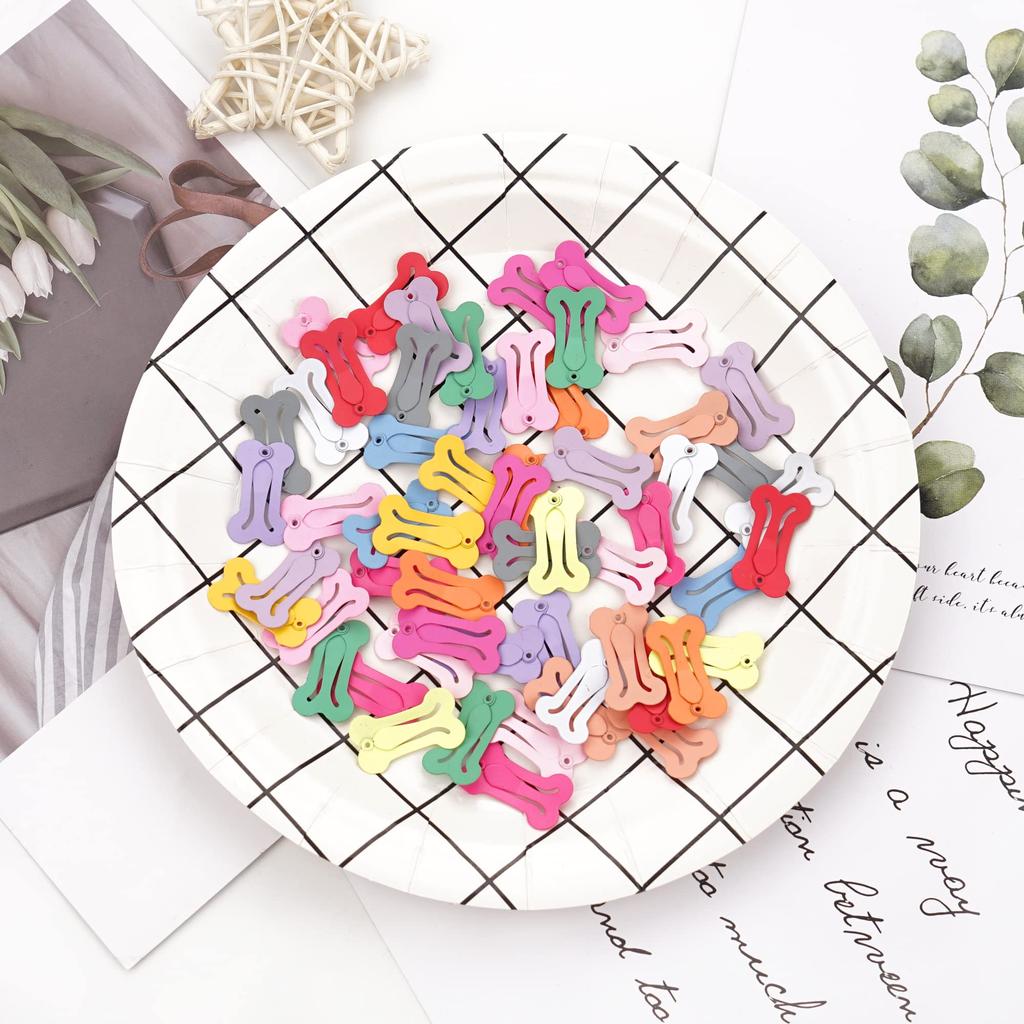 100/200pcs Dog Hair Clips Multicolor Barrettes Small Bone Snap Hair Clips for Dogs Cat Pet Grooming Bows Hair Accessories