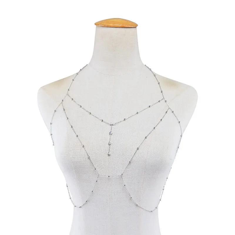 New Boho Sexy Cross Chest Bra Waist Belly Chain Necklace for Women Summer Bikini Body Jewelry Y2K Wed Bride Accessories New