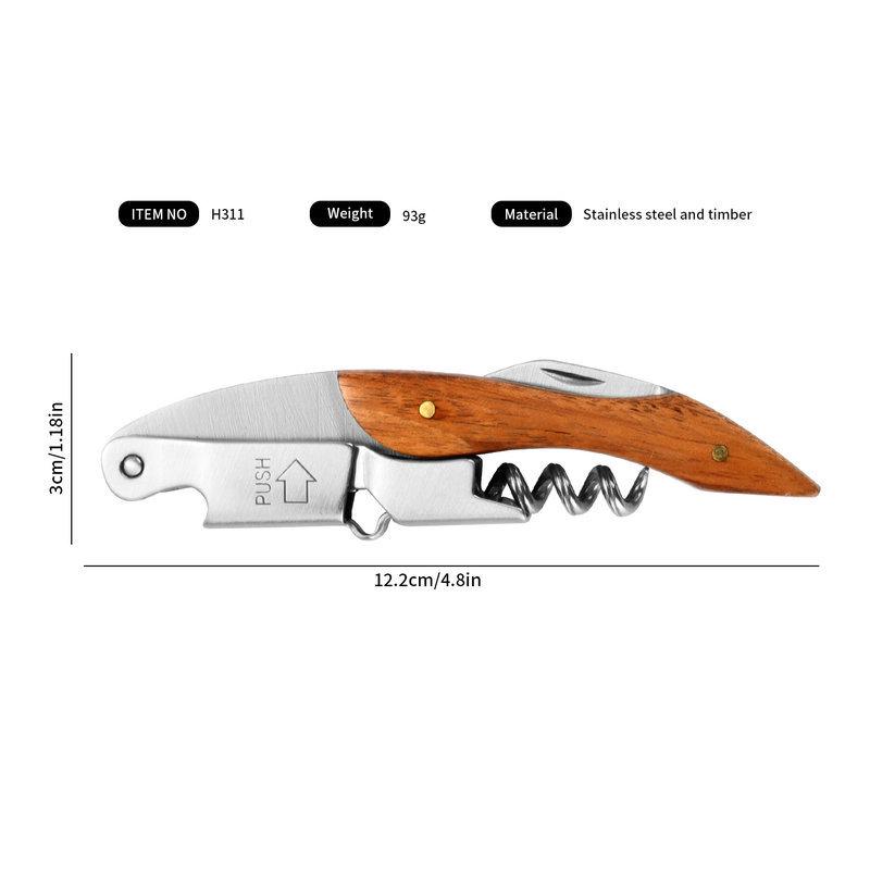 Wooden Handle Multifunctional Red Wine and Beer Bottle Opener