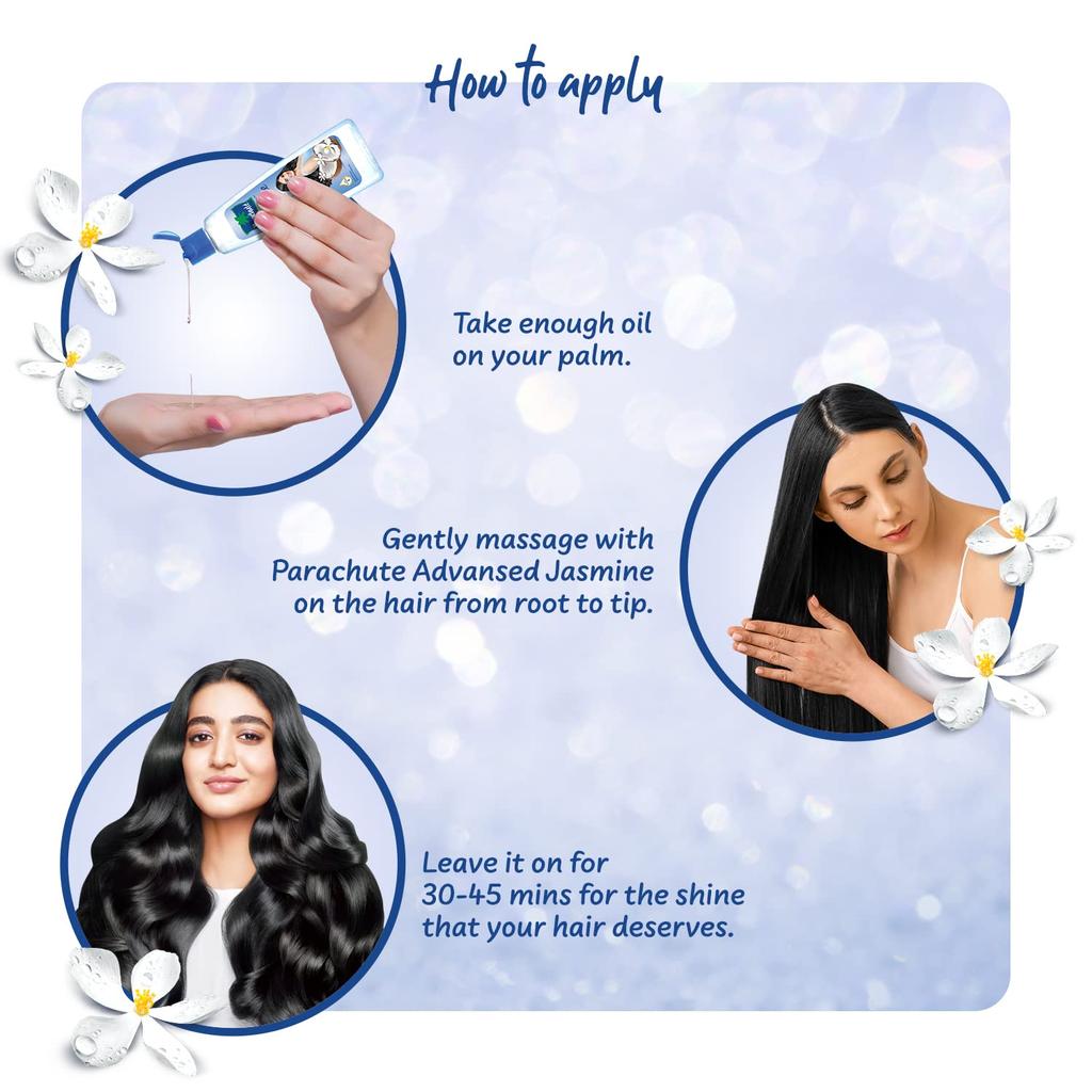 PARACHUTE Jasmine Hair Oil With Coconut & Vitamin E For Shine & Strength, Light Non Sticky Formula, 500ml Pack For All Hair Types