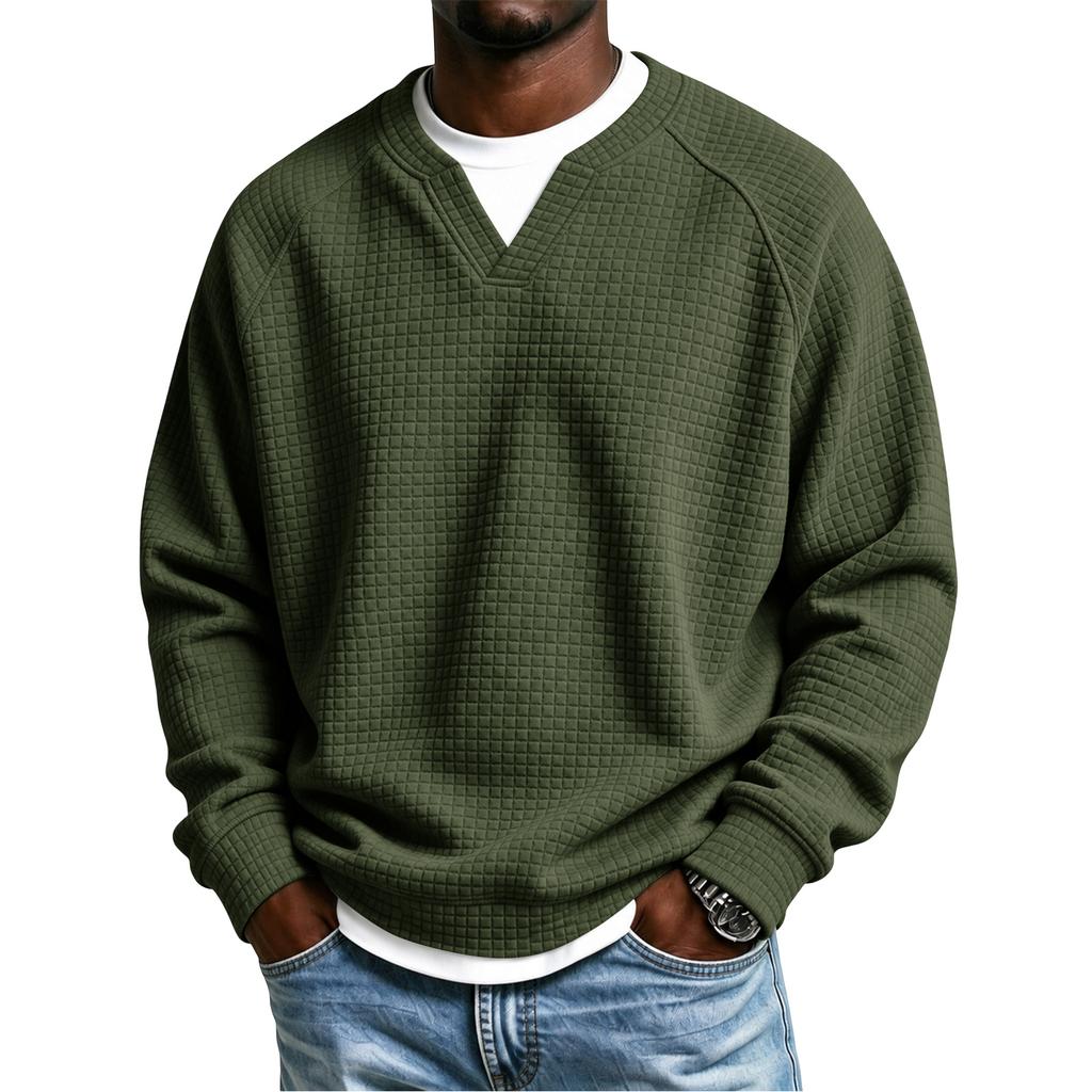 T-shirt en maille à col en V à manches longues pour homme - Haut décontracté et athlétique pour un usage quotidien