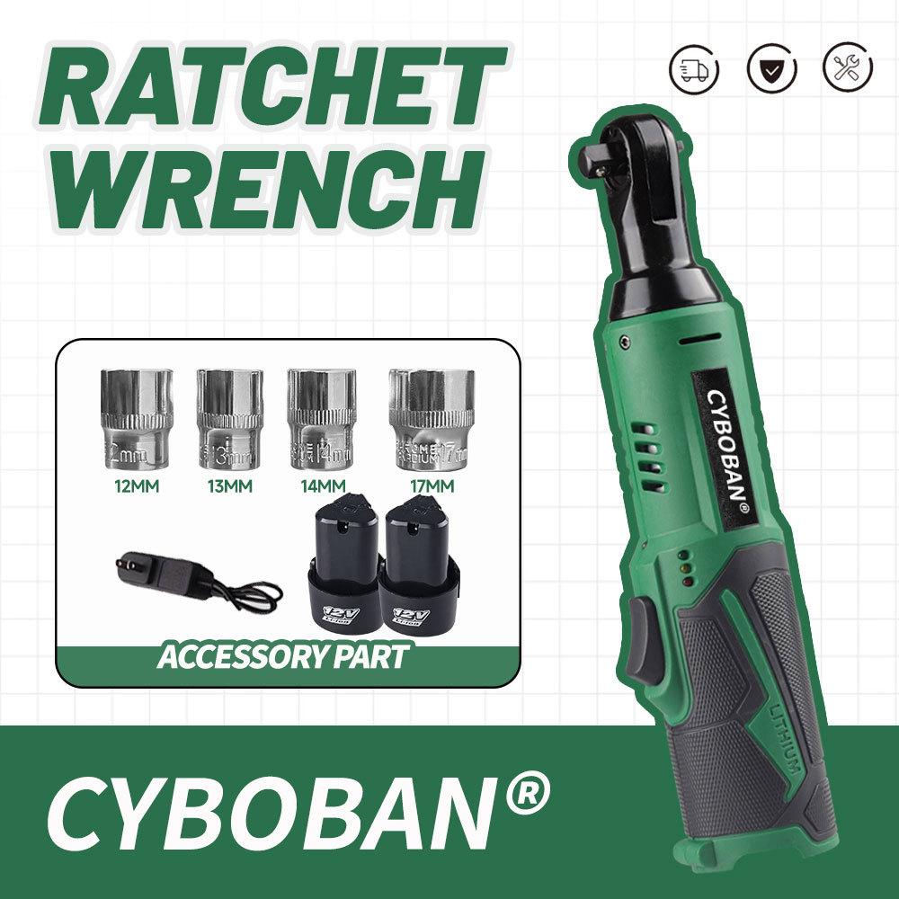 12V Wireless Ratchet Wrench Set, 400 Rpm, 3/8 Inch Powerful Rotating Tool, Fast Charging