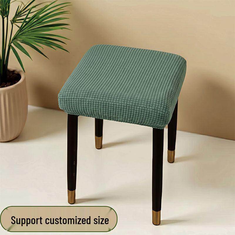 Hohelastische Bezüge für Esszimmerstühle, kleine quadratische Hocker, Hocker mit Sitzfläche, Schminkhocker und Holzhocker S (25-30 cm) minze, grüne