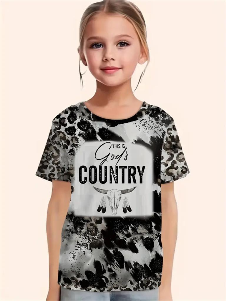 Daily Casual 3d Print Fashion Funny Girls' T-Shirts Summer Short Sleeved Tops Tee Casual T-Shirts Girls' Clothing