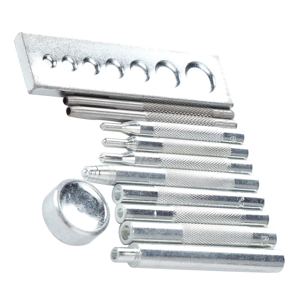 Snap Button Punch Base Set Stainless Steel DIY Leather Setting Tool for Hole Install Button