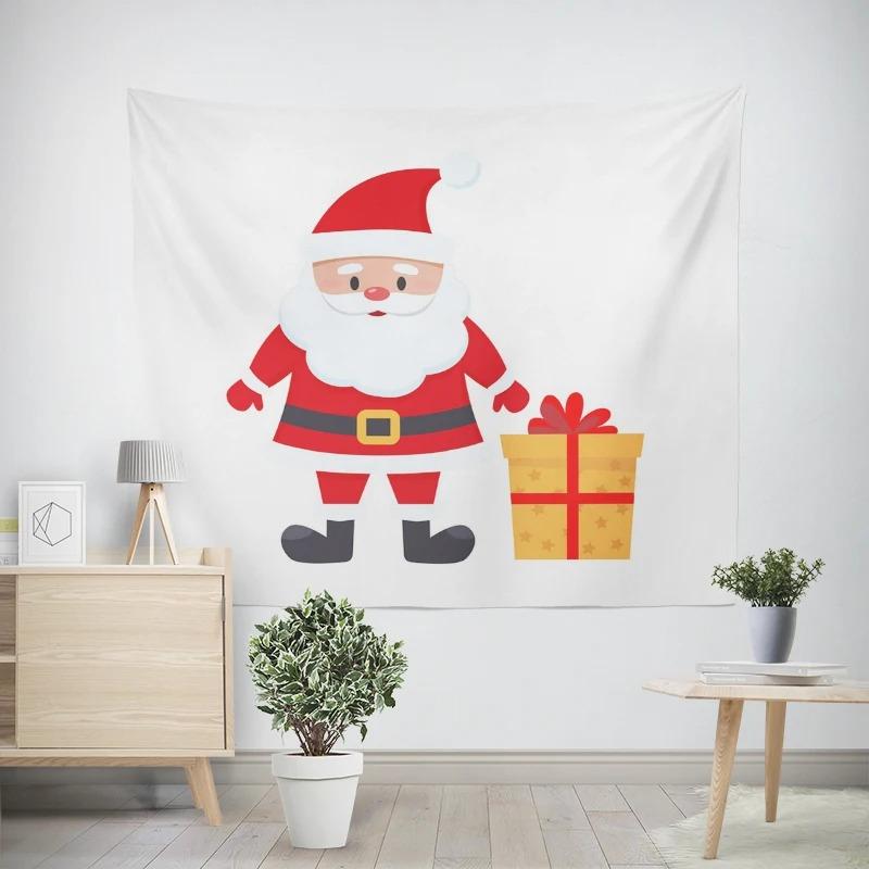 Christmas New Year Cartoon Santa Claus Pattern Living Room Bedroom Decorative Tapestry