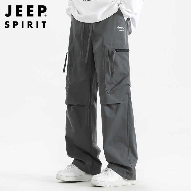 JEEP SPIRIT Men's Loose Multi-Pocket Straight-Leg Cargo Pants