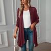Einfarbige leichte Strickjacke mit langen Ärmeln für Damen