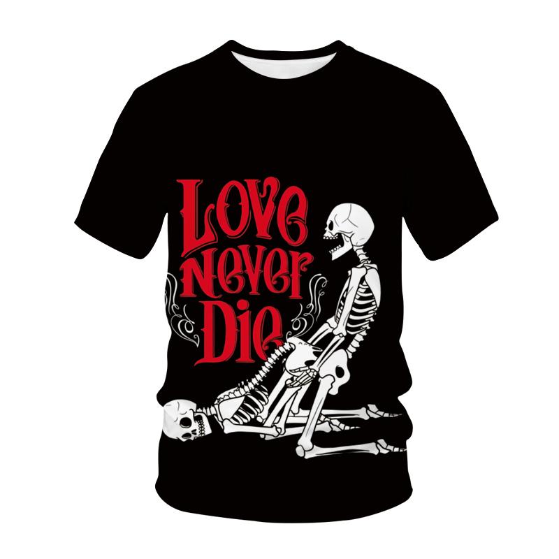 Neue männer Casual T-shirt Schädel Rock Straße Band 3D Druck Hip Hop Klassische Vintage Oansatz Lose Top Kurzarm