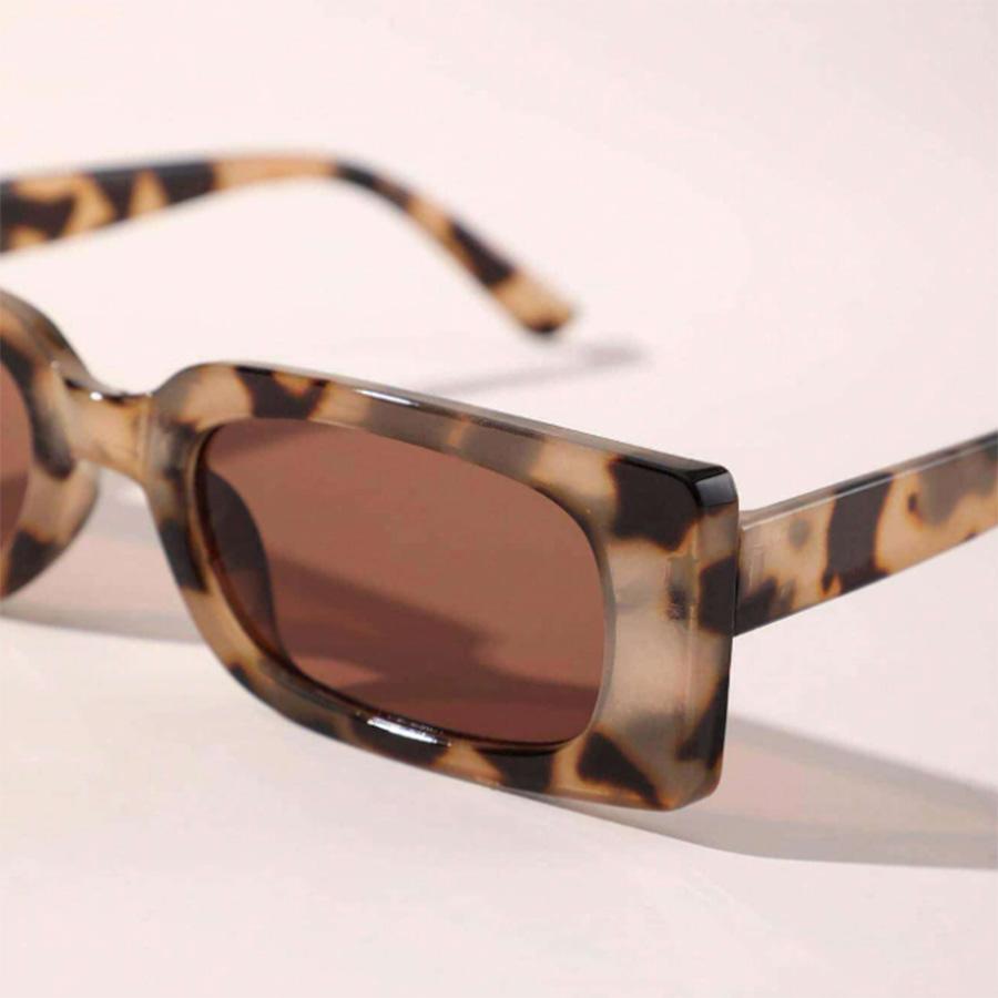 1pc Women Elegant Rectangular Leopard Frame Sunglasses For Outdoor Vacation Outfits Musical Festival Accessories
