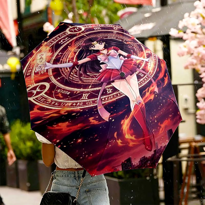 Sailor Moon Print Umbrella Automatic Opening/ Closing - Portable Foldable Design - Daily use for Travel/Outdoor - Gift for Birthday