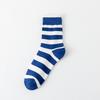 Female Spring and Autumn Tide Letter Blue Coarse Grain Long Tube Cotton Socks