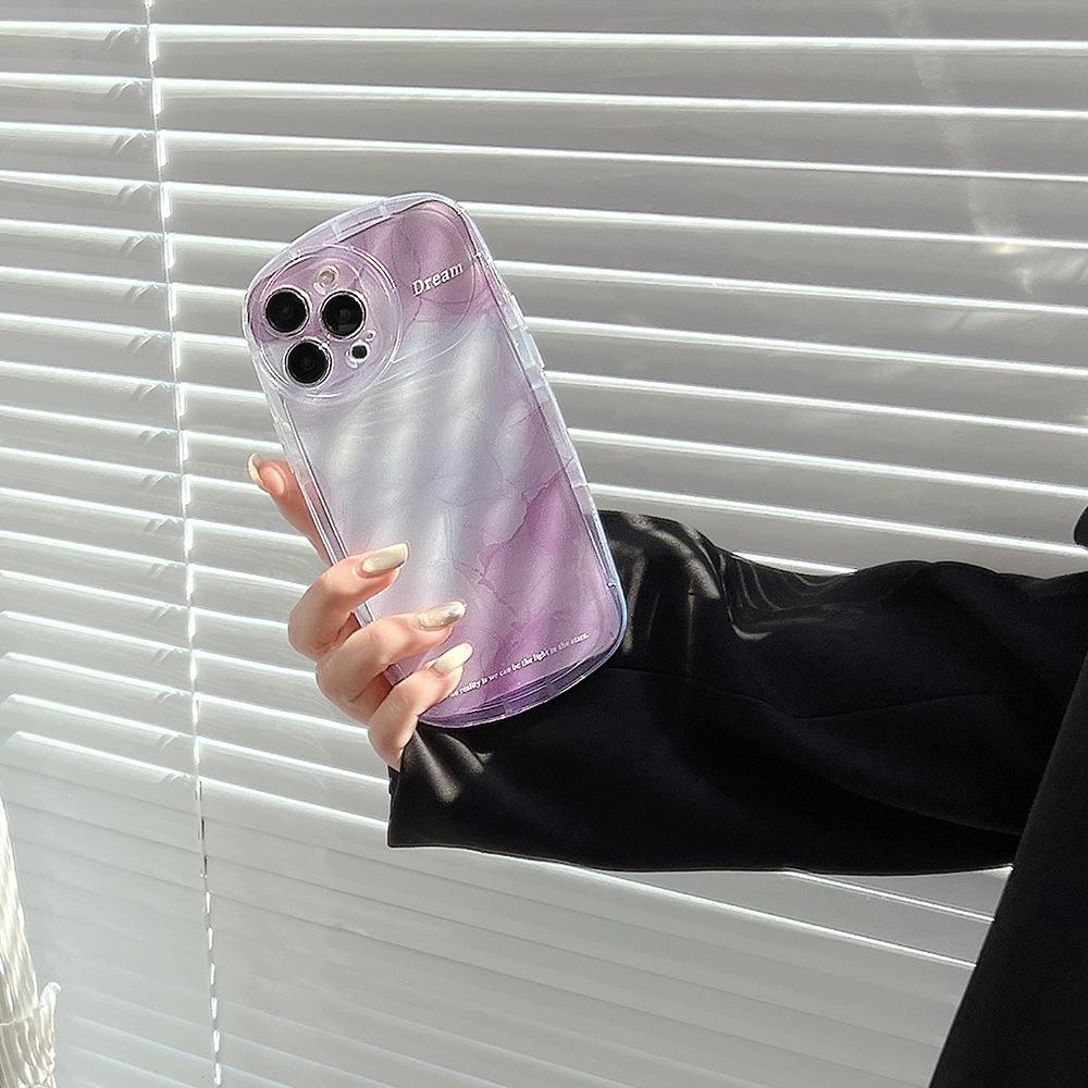 Sen fioletowy Ins Art Cartoon Gradient tylna pokrywa dla Iphone 13 Promax 11 12 14 Pro Max Plus miękki silikonowy, odporny na wstrząsy futerał na telefon