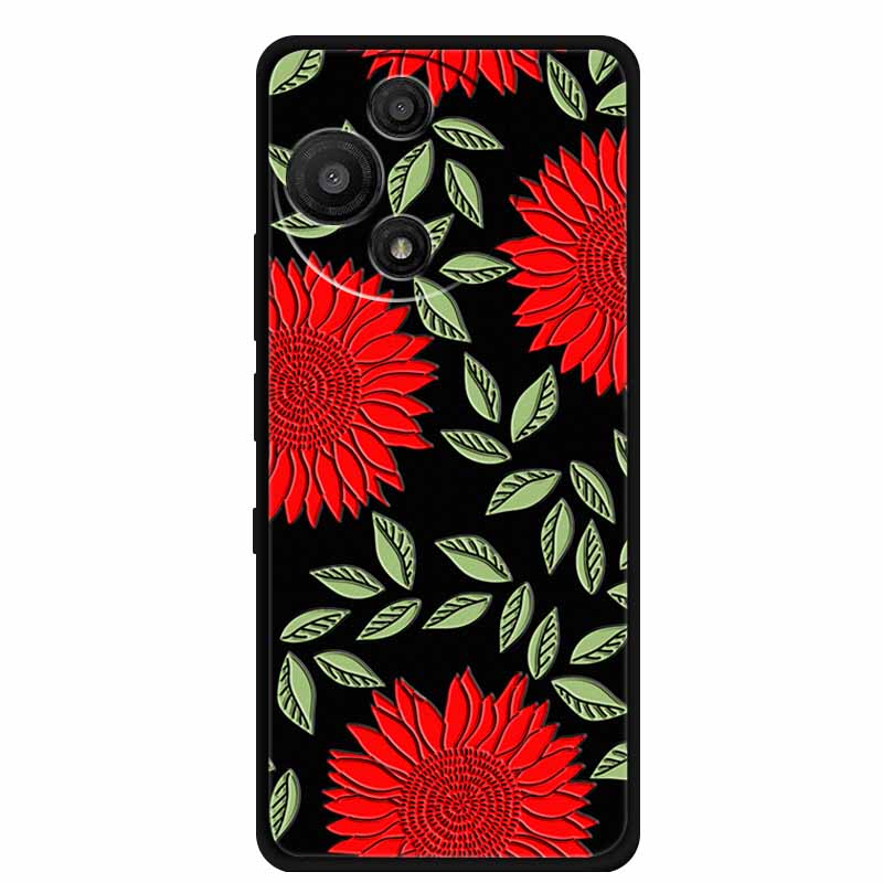 For TCL 60 SE Nxtpaper Case 3D Emboss Relief Flowers Black TPU Silicone Soft Back Cover Cases For TCL 60R Case 6.7" Fundas Bag