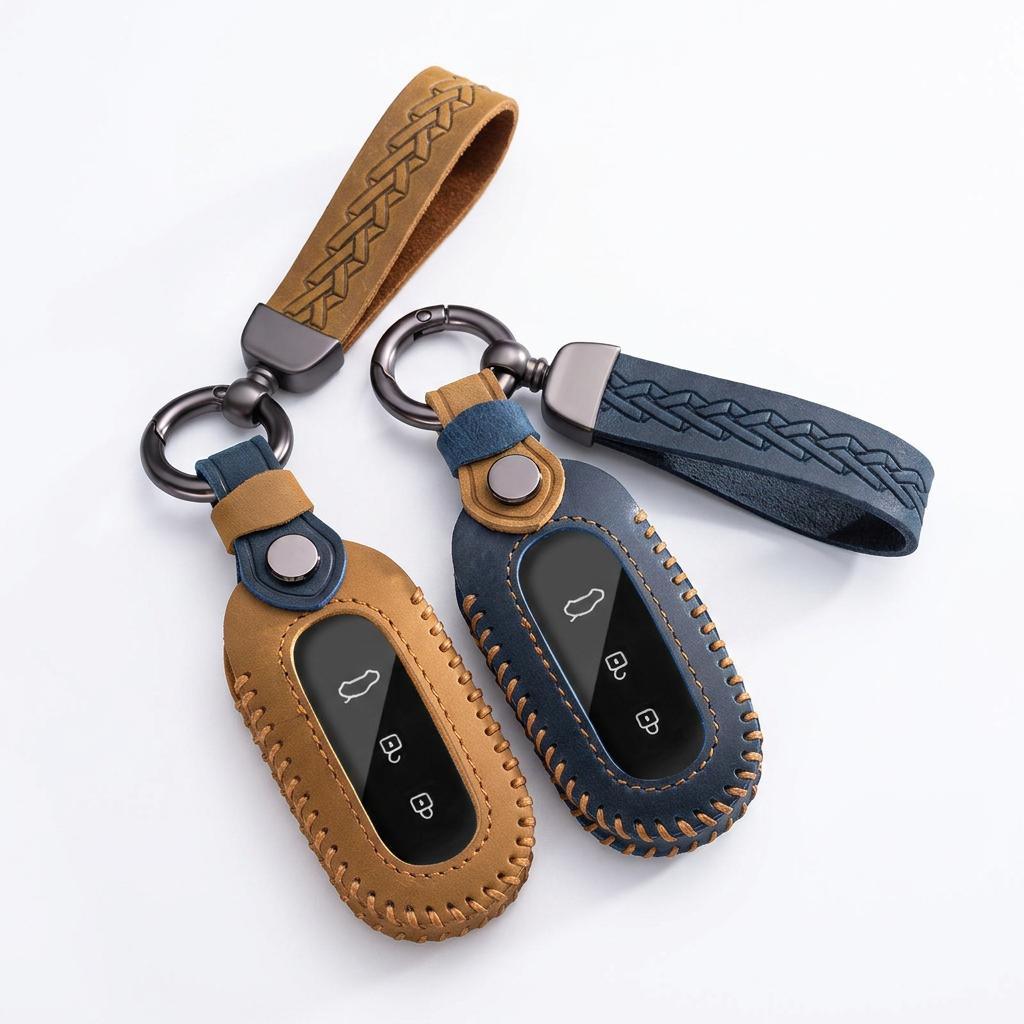 Premium Soft Touch 3 Buttons Leather Car Key Fob Cover For Aito M5 M7 M8 M9 Remote Key Protector Anti-Scratch Accessories