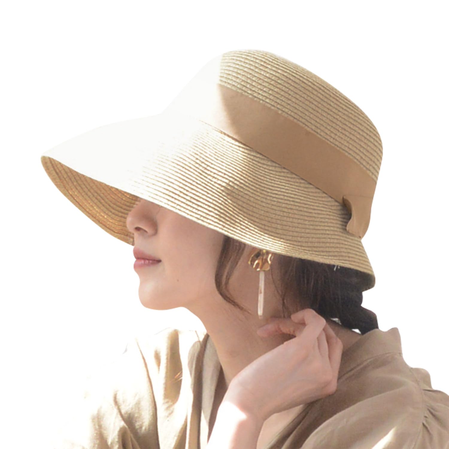 

Солнечная УФ Широкая Лента Коса Бежевый x Бежевый [bon moment] Женская Шляпа, Защита, Защита, Поля, Шляпа, A/Легкий