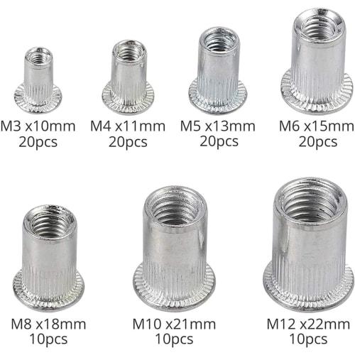 HYCDIYTS Hand Riveter Set, Rivets, Hand Nutter, Rivet Tool, Two-Handed Rivet Tool, Compatible with M3, M4, M5, M6, M8, M10, M12, Etc., Rivet Tool, DIY