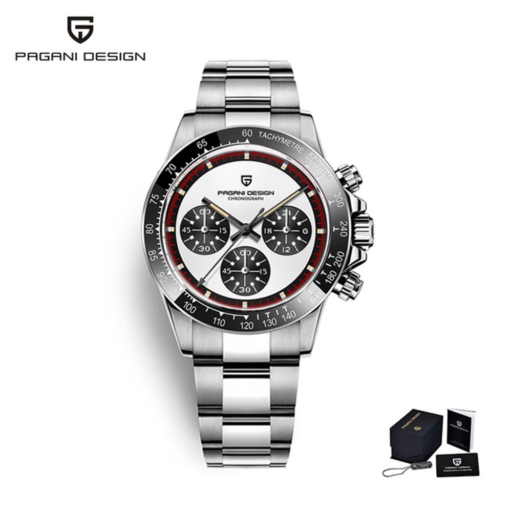 PAGANI DESIGN 39.5MM Quartz Men Watch Casual Business Multi Time Zone Stainless Steel Sapphire Glass Chronograph Watches for men