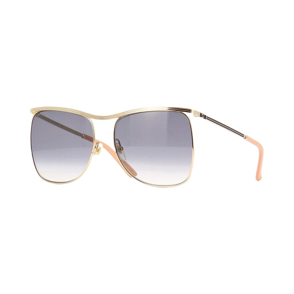 Gucci Gray And Gold Square 63mm Pilot Sunglasses Women sunglasses GG0820S-001