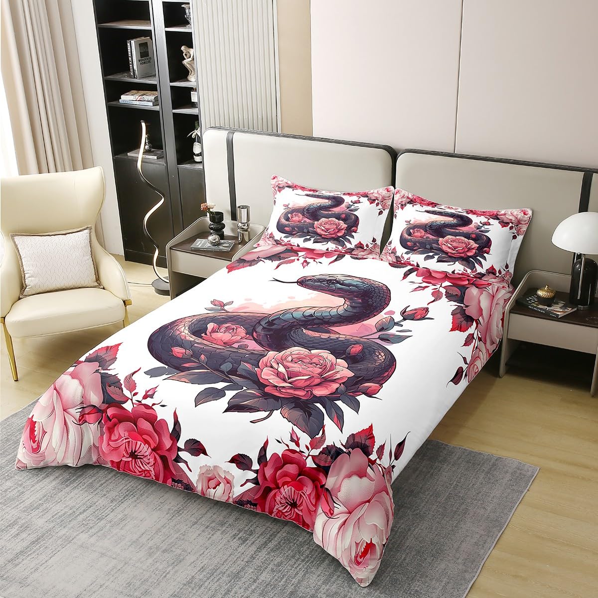 

Comforter Exotic Snake Bohemian Sun And Moon Bedding Set Ultra Soft Wildlife Romantic Rose Style Comforter 2/3 Pcs Comforter (quilt)-EU Single(135*200cm)3pcs