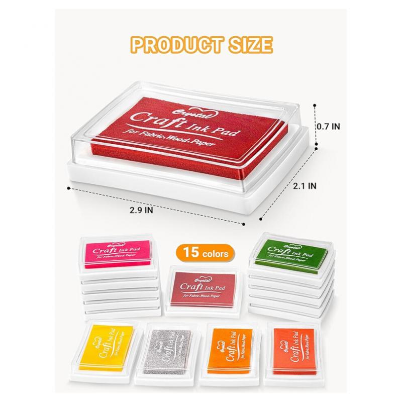 15-teiliges Stempelkissen-Set für Kinder und Erwachsene – ideal für DIY-Projekte auf Papier, Holz und Stoff
