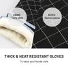 1 Pair Extended Oven Mitts Heat-Insulating 260 celsius Celsius500 degrees F Kitchen-Gloves Thick Terrycloth Lining Grids Horizontal Stripes Pattern fo