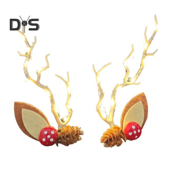 1 Pair Hair Pins LED Light Antler Decor Luminous Hair Clips Lightweight Easy To Wear Hairpins Christmas Hair Accessories