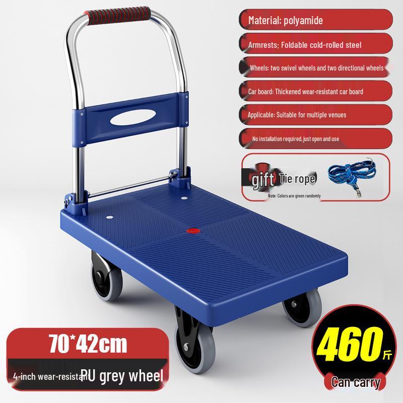 Foldable Lightweight Flatbed Hand Truck – Silent Multi-Functional Cart for Cargo