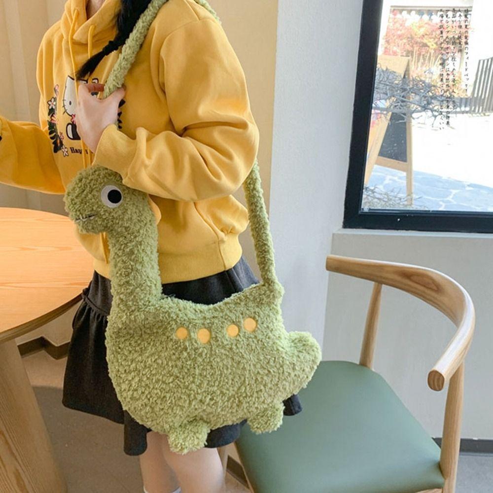 Tragbare Reißverschluss Langhals Dinosaurier Tasche Einfarbige Große Kapazität Cartoon Umhängetasche Schultertaschen Streetwear