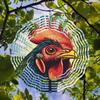 Farm Rooster Wind Chime Outdoor Metal Spinning Garden Decor Bird Deterrent Scarecrow Patio Hanging Ornament No Battery Needed